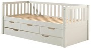 Letto da bambini estraibile bianco in pino massiccio con contenitore con rete inclusa 90x200 cm Fritz – Vipack