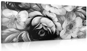 Quadro su tela – Mondo dei fiori in bianco e nero