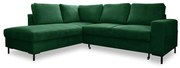 Divano letto in velluto a coste verde scuro (angolo sinistro) Lofty Lilly - Miuform