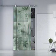 Porta scorrevole Heaven in alluminio verde e bianco, L 88 x H 215 cm, con binario Lux Sinistra