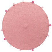 Tappeto rotondo rosa ø 90 cm Pompomparty - douceur d'intérieur
