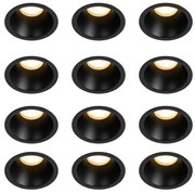 Set di 12 faretti da incasso moderni neri GU10 35 mm IP44 - Dept