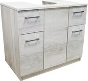 Mobile copricolonna sottolavabo 2 ante 2 cassetti Quercia Bianco