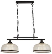 Lampadario Rustico-Country Highworth Acciaio Nero Vetro Trasparente 2 Luci E27