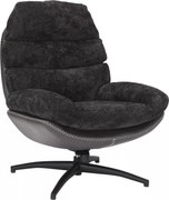 Poltrona Giselle in tessuto e pelle sintetica nera – 77x77x101 cm