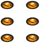 Set di 6 faretti da incasso rotondi neri con oro orientabili e inclinabili - Chuck