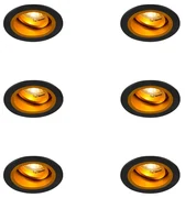 Set di 6 faretti da incasso rotondi neri con oro orientabili e inclinabili - Chuck