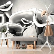 Carta da parati – Fiori eleganti di calla in bianco e nero