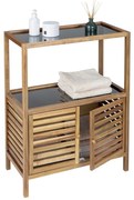 Mobile per bagno nero/di colore naturale in acacia massiccia basso 67,5x86 cm Fondi – Wenko