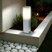 Paletto da Giardino 40cm Quadrato in acciaio INOX IK06 IP54 base E27