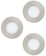 Faretto Ad Incasso Moderno Fueva 1 In Metallo Nichel Satinato 3 Luci Led 2,8W