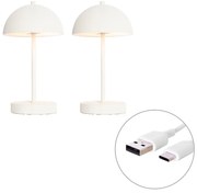Set di 2 lampade da tavolo da esterno fungo bianco ricaricabili - Keira
