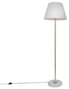 Lampada da terra retrò in ottone con paralume plissé crema 45 cm - Kaso