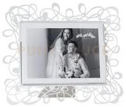 Portafoto di design scarabocchio grande orizzontale bianco marmo in...