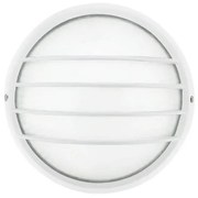 Plafoniera E27 IP54, Bianca, Ø258mm con Griglia protettiva Base E27