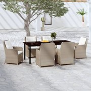 Set mobili da pranzo per giardino 7 pz marrone