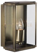 Applique da parete per esterni box - metallo ottone anticato e vetro