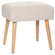 Sgabello basso in tessuto effetto velluto testurizzato beige e legno massello chiaro H46 GUESTA