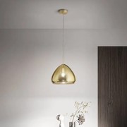 Lampadario Glamour Glow D.35 ottone paralume ambrato E27 LA MIA LUCE
