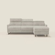 Loto Divano Letto Angolare con Penisola contenitore, Poggiatesta, Materasso Alto H18 in morbido tessuto impermeabile T14 panna