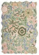 Tappeto verde in lana tessuto a mano 120x170 cm Bryony Shaped Floral - Flair Rugs