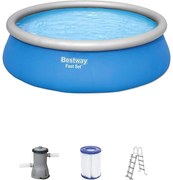 Bestway - Piscina Gonfiabile Fast Set 457x122 cm con Pompa a Cartuccia 3.028 l/h e Scaletta