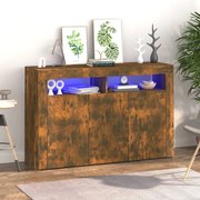 Credenza con luci led rovere fumo 115,5x30x75 cm