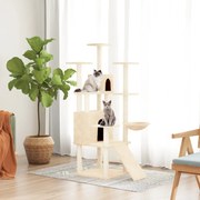 Albero per gatti con tiragraffi in sisal crema 154 cm