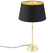Lampada da tavolo oro/ottone con paralume nero con oro 32 cm - Parte