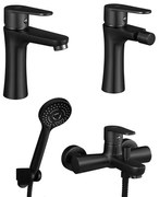 Set miscelatori lavabo bidet vasca nero opaco serie Lizzy