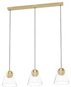 Lampadario Contemporaneo Cerasella 3 Luci Acciaio Ottone Spazzolato