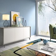 Mobile Madia Password L 184 x H 45 x P 77 cm grigio cemento e bianco