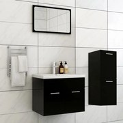 Set mobili da bagno nero in legno multistrato