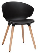 Sedia design nero e legno chiaro WING