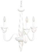 Lampadario In Legno Classico Bianco Opaco 3 Luci Coromorano