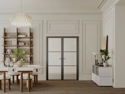 Blocco porta reversibile a due battenti 2 x H204 x L83 cm in Alluminio e Vetro smerigliato Nero  - MASERU
