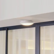 Lindby plafoniera LED da esterni Naira, bianca, sensore, 30 cm, IP65