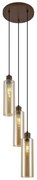 Lampada a sospensione Hotel Chic bronzo scuro con vetro ambrato a 3 luci - Stavelot