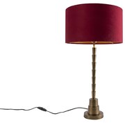 Lampada da tavolo bronzo Art Déco paralume velluto rosso 35 cm - PISOS