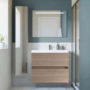 Mobile sottolavabo e lavabo Kora per vasca centrale olmo rousseau in truciolare L 80 x H 57 x P 46 cm 2 cassetti