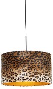 Lampada a sospensione nera paralume leopardato 35 cm - COMBI