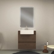 Mobile sottolavabo e lavabo Paris per vasca centrale frassino scuro L 70 cm 2 cassetti