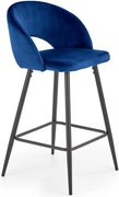 Sgabello da bar H-96 in velluto blu - H89 cm