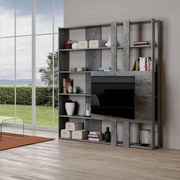 Libreria con porta TV in legno Cemento 178x204h cm - KATO M