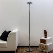 Lindby Lampada da terra LED Malea cromo lucido