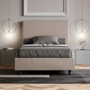 Letto contenitore imbottito 140x210 similpelle tortora Focus