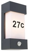 Lampada da parete per esterni grigio scuro IP44 con sensore di movimento - Tide