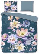 Set copripiumino e federa blu in raso di cotone per letto matrimoniale/per letto esteso 200x220 cm Mirery – Descanso