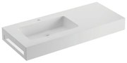 Lavabo integrale rettangolare L 120 x H 14 x P 46 cm in solid surface bianco