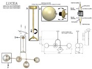 Lucea Lampada a sospensione Portemo, grigio fumo/nickel, 109x30 cm, a 4 luci in vetro